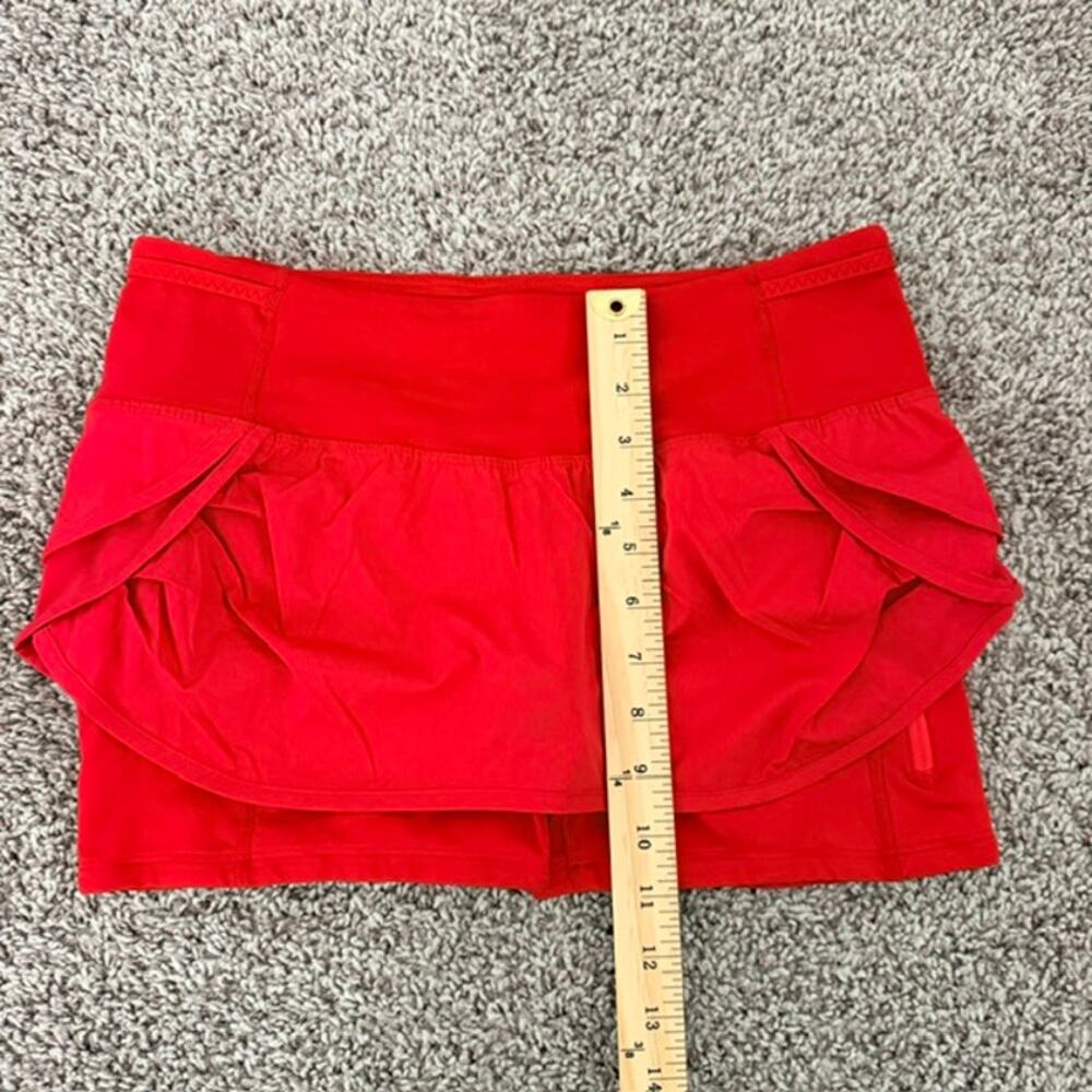 Lululemon Run Speed Squad Skirt‎ Compression Shorts Pocket Currant Red Women's 6 - Picture 9 of 12